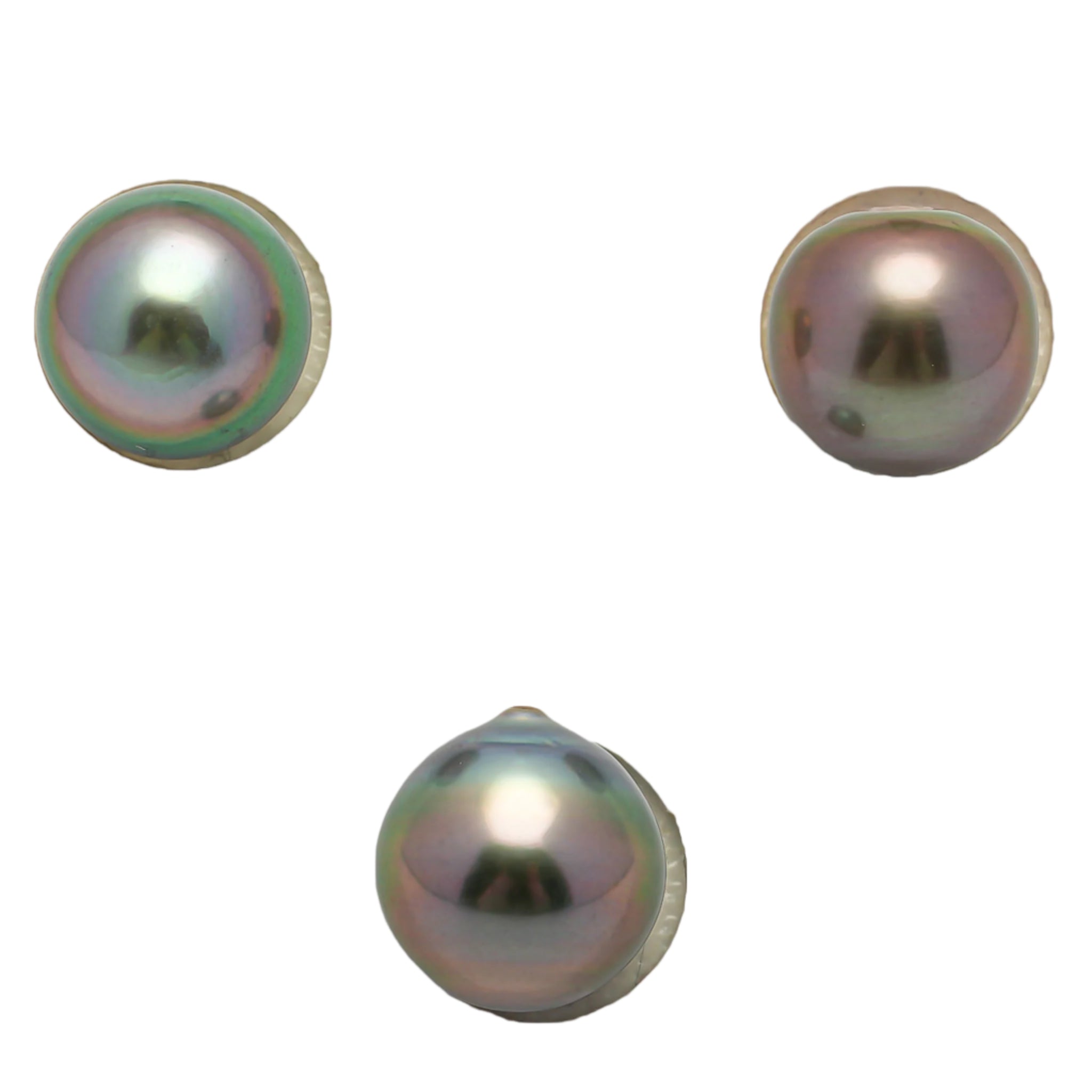 3pcs "High Luster" Multicolor 9.2-9.9mm - SB AAA/AA Quality Tahitian Pearl Trio Set ER1247