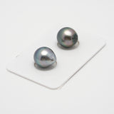 2pcs "High Luster" Green 11.1-11.3mm - SB AAA/AA Quality Tahitian Pearl Pair ER1478 THMIX2.6