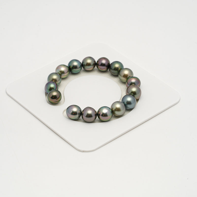 16pcs "High Luster" Multicolor 10-12mm - SR/NR AAA/AA Quality Tahitian Pearl Bracelet BR2183 OR10