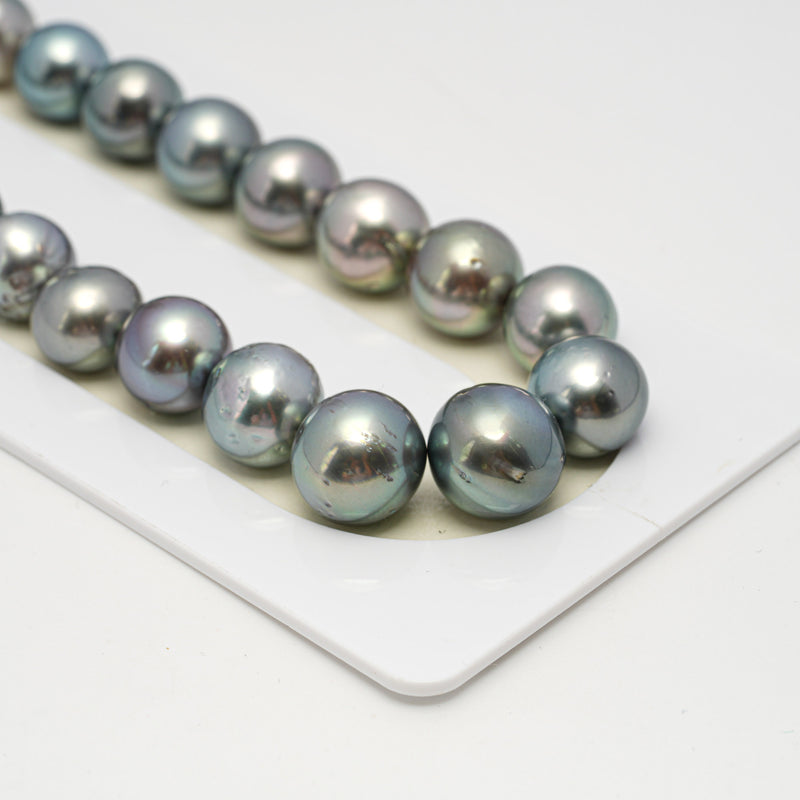 44pcs Blue Green 8-13mm - SR/NR AA Quality Tahitian Pearl Necklace NL1593  THMIX3