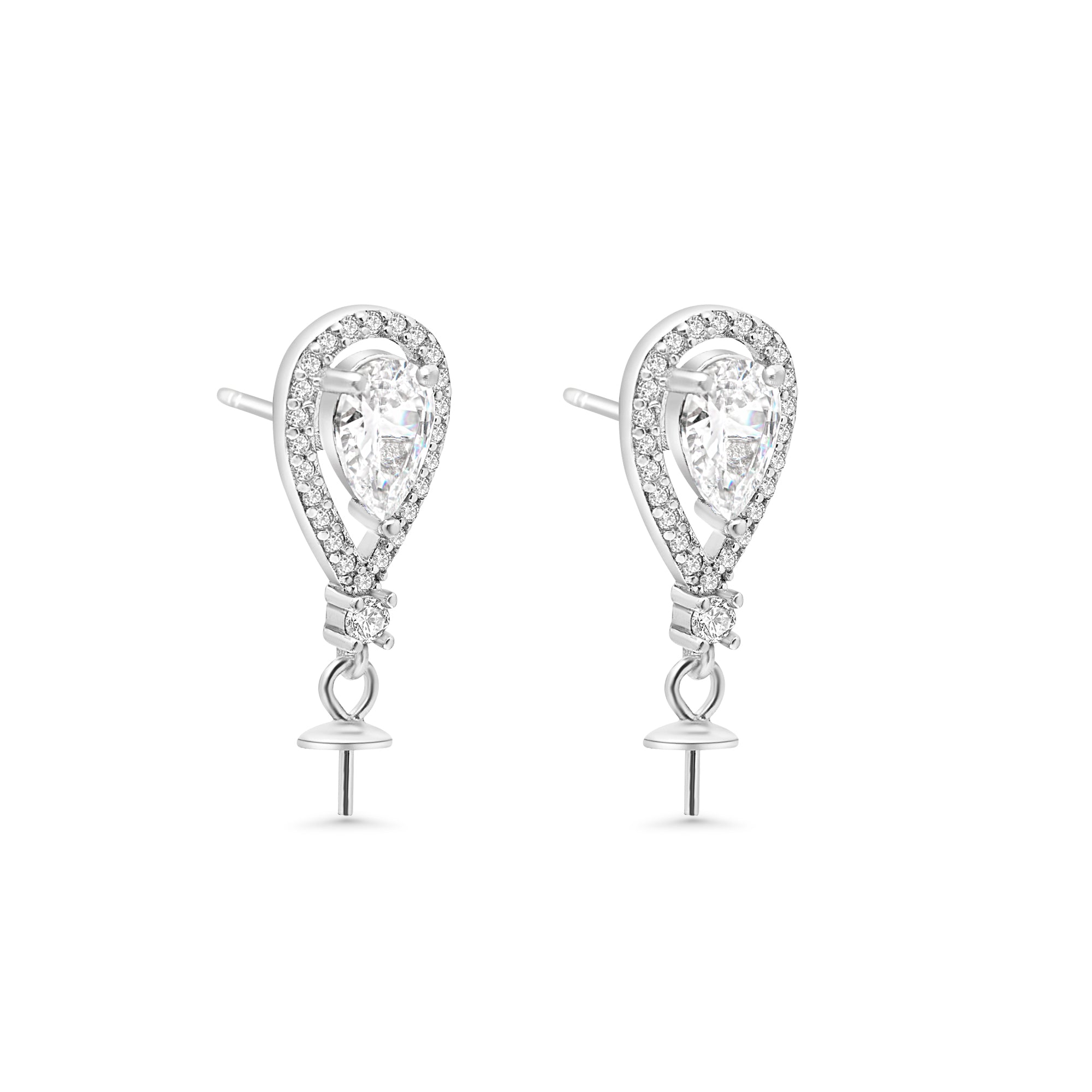 Studs Earring Bails 925 Silver for Pearl SC507