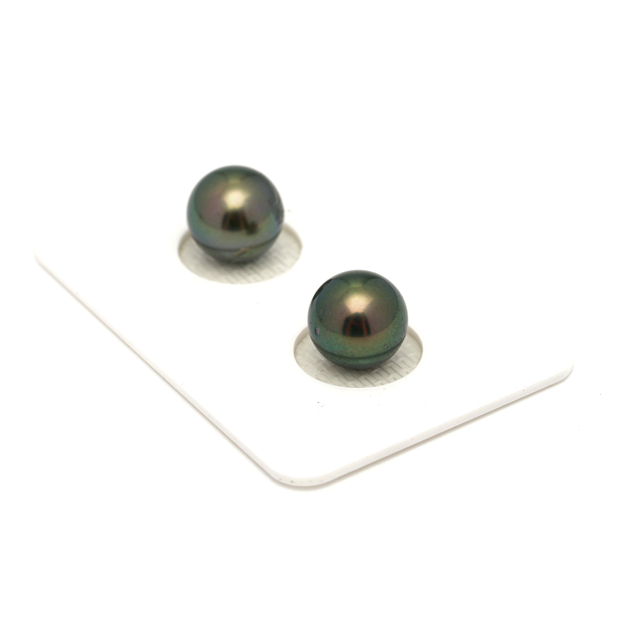2pcs Peacock 9.5-9.7mm - RSR AAA Quality Tahitian Pearl Pair ER1742