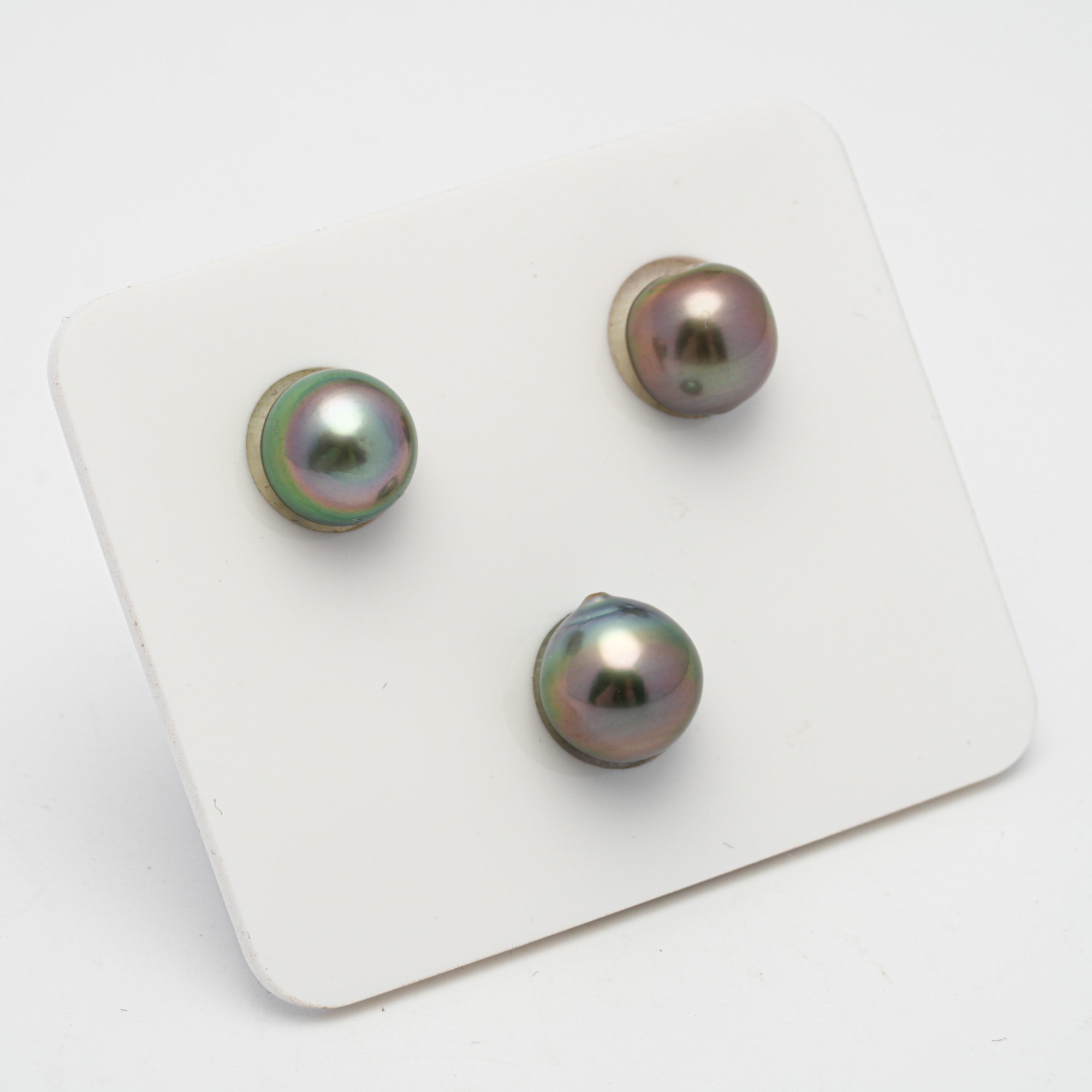 3pcs "High Luster" Multicolor 9.2-9.9mm - SB AAA/AA Quality Tahitian Pearl Trio Set ER1247