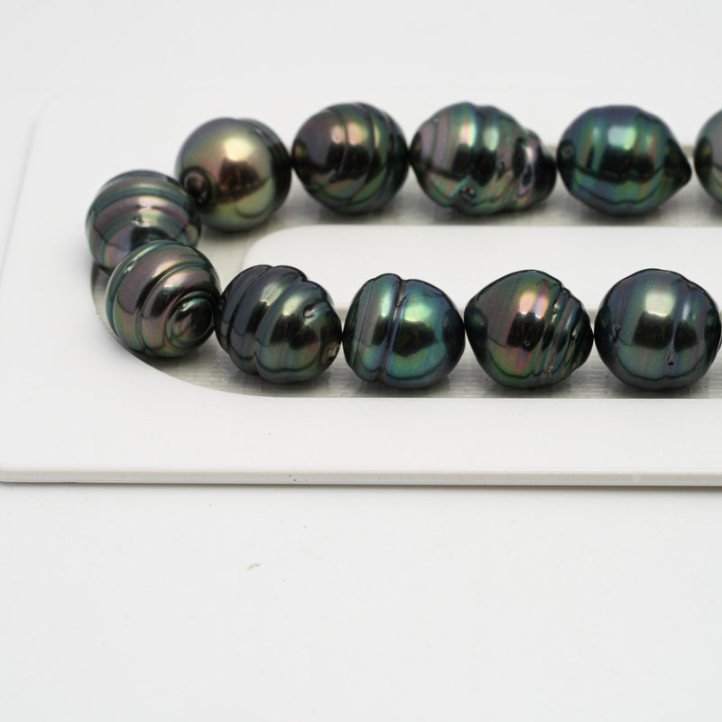 39pcs "High Luster" Peacock 9-10mm - CL AAA/AA Quality Tahitian Pearl Necklace NL1439 OR8