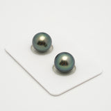 2pcs "High Luster" Blue Green 11mm - SR AAA/AA Quality Tahitian Pearl Pair ER1567 OR10