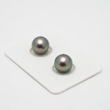 2pcs "High Luster" Peacock 9.9mm - SR AAA Quality Tahitian Pearl Pair ER1427