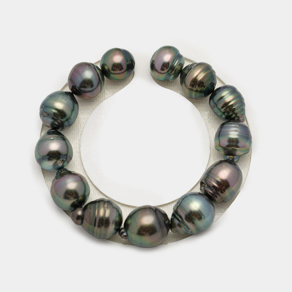 13pcs Green Cherry 11-14mm - SB AAA/AA Quality Tahitian Pearl Bracelet BR2169 THMIX3