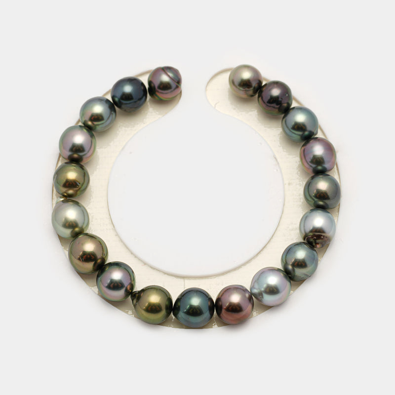 19pcs "High Luster" Multicolor 8-10mm - SB AAA Quality Tahitian Pearl Bracelet BR2187 HL3