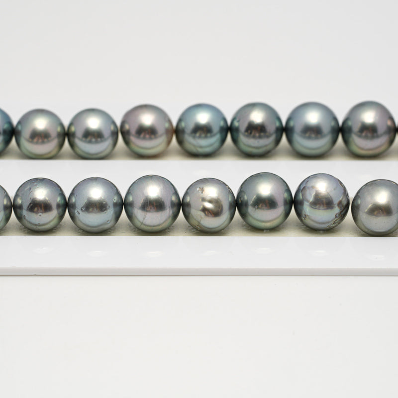 44pcs Blue Green 8-13mm - SR/NR AA Quality Tahitian Pearl Necklace NL1593  THMIX3