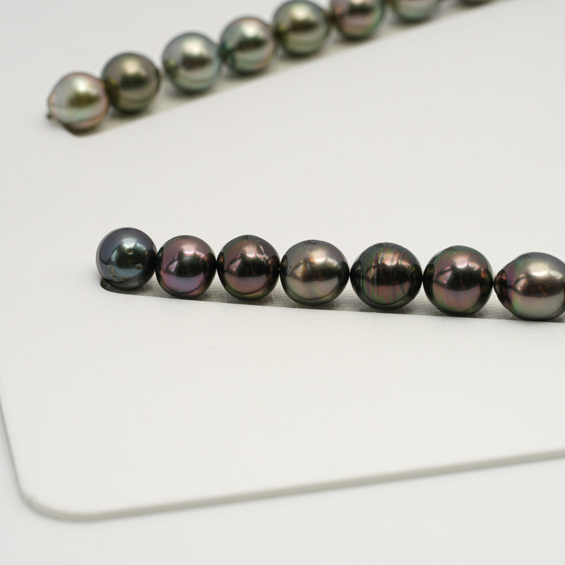 43pcs "High Luster" Mix 8-11mm - CL/SB AAA/AA Quality Tahitian Pearl Necklace NL1613 HL3