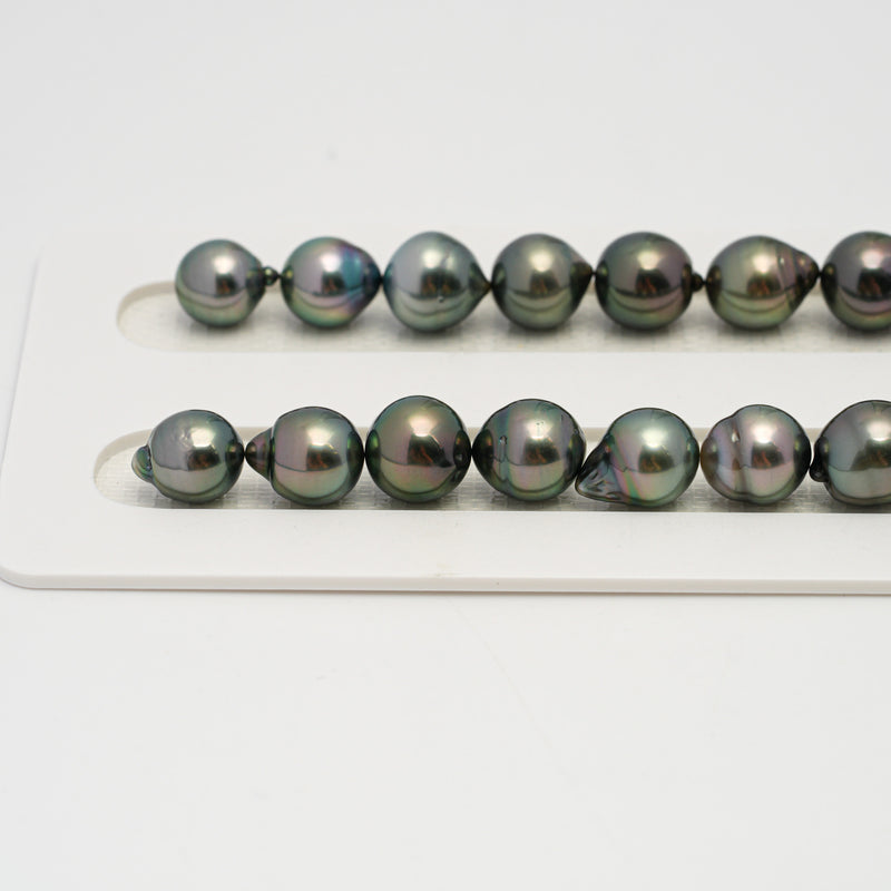 41pcs Green 8-11mm - SB AAA/AA Quality Tahitian Pearl Necklace NL1643 HL3