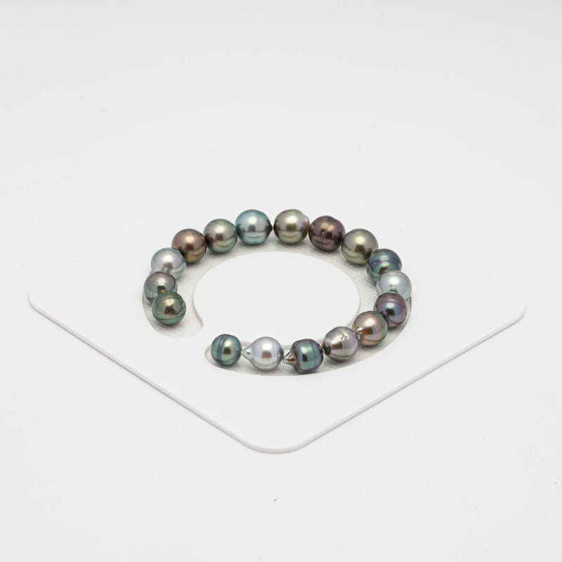 17pcs Multicolor 8-9mm - CL AAA/AA Quality Tahitian Pearl Bracelet BR2013 OR7