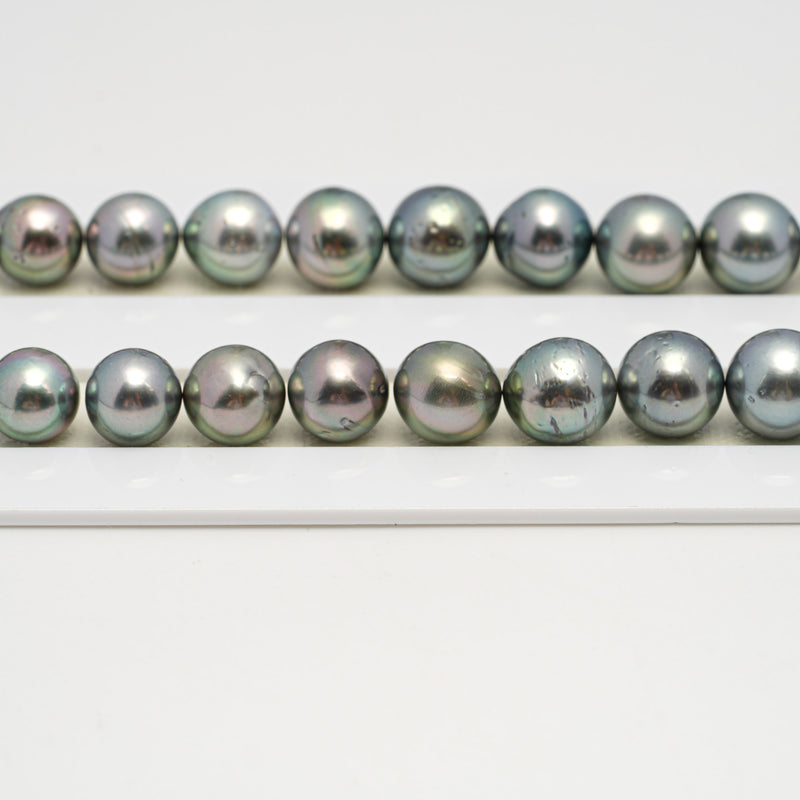 44pcs Blue Green 8-13mm - SR/NR AA Quality Tahitian Pearl Necklace NL1593  THMIX3