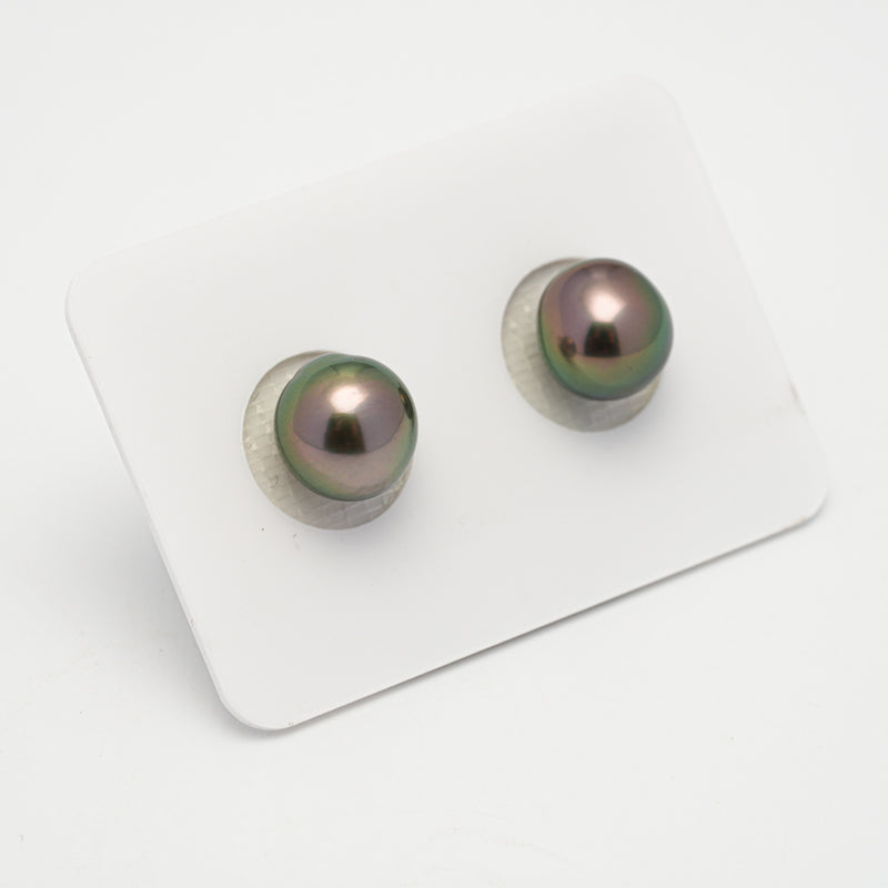 2pcs Green Cherry 9.3-9.6mm - SB/NR AAA Quality Tahitian Pearl Pair ER1602 OR1