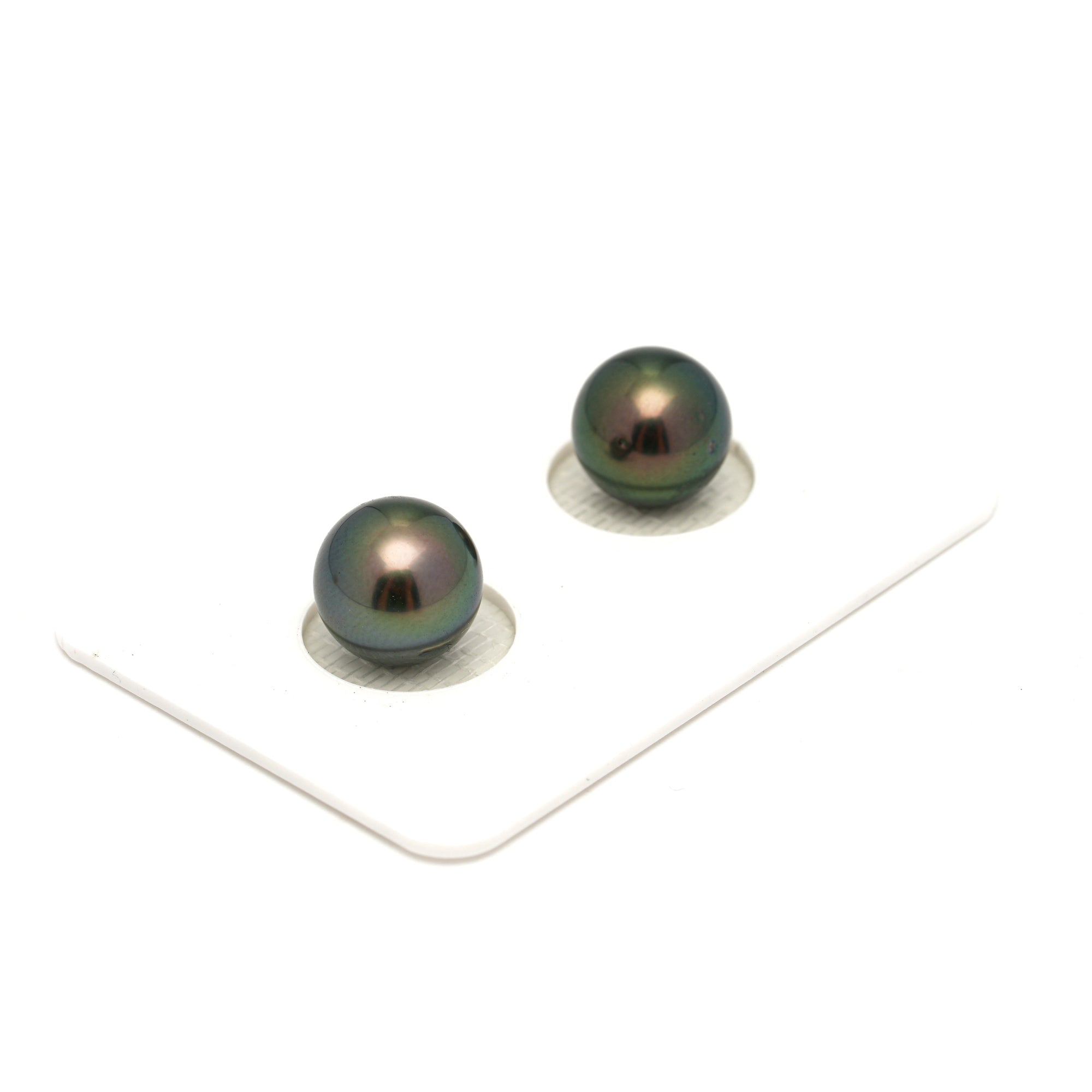 2pcs Peacock 9.5-9.7mm - RSR AAA Quality Tahitian Pearl Pair ER1742