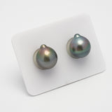 2pcs Green 11.6-11.8mm - SB AAA/AA Quality Tahitian Pearl Pair ER1479 THMIX2.6