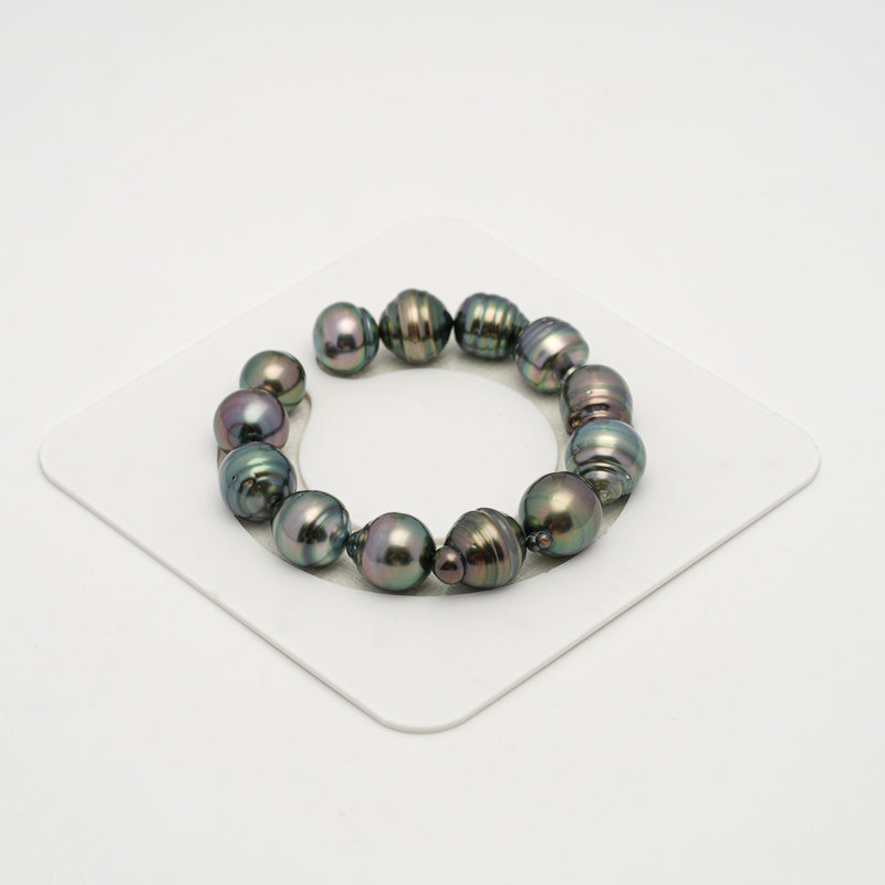 13pcs Green Cherry 11-14mm - SB AAA/AA Quality Tahitian Pearl Bracelet BR2169 THMIX3