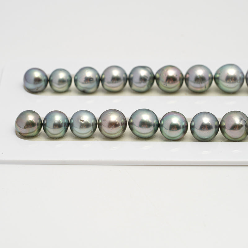 44pcs Blue Green 8-13mm - SR/NR AA Quality Tahitian Pearl Necklace NL1593  THMIX3