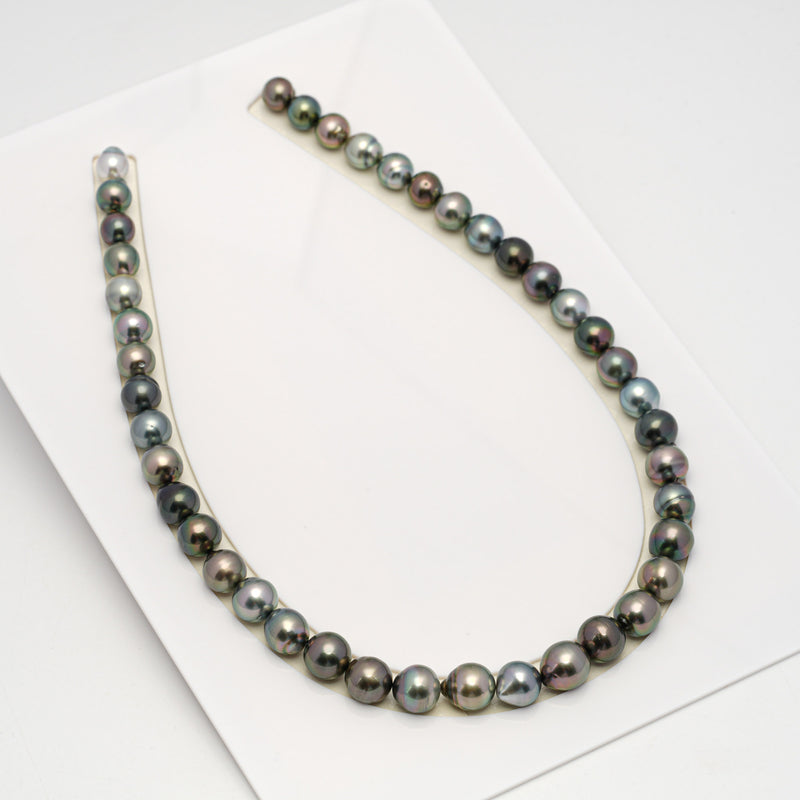 42pcs "High Luster" Green Mix 8-11mm - CL/SB AAA/AA Quality Tahitian Pearl Necklace NL1614 HL3