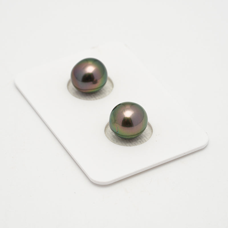 2pcs Green Cherry 9.3-9.6mm - SB/NR AAA Quality Tahitian Pearl Pair ER1602 OR1