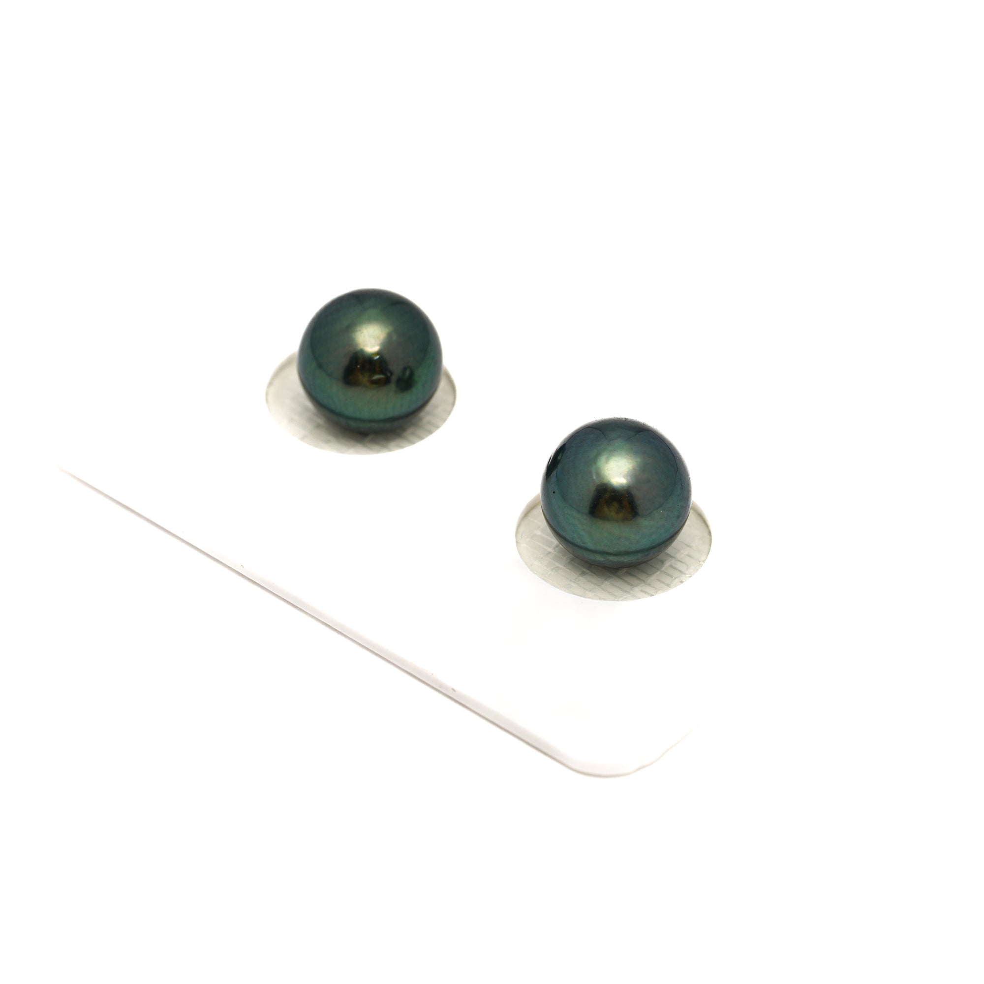2pcs Blue Green 9.3mm - RSR AA/AAA Quality Tahitian Pearl Pair ER1748 OR13
