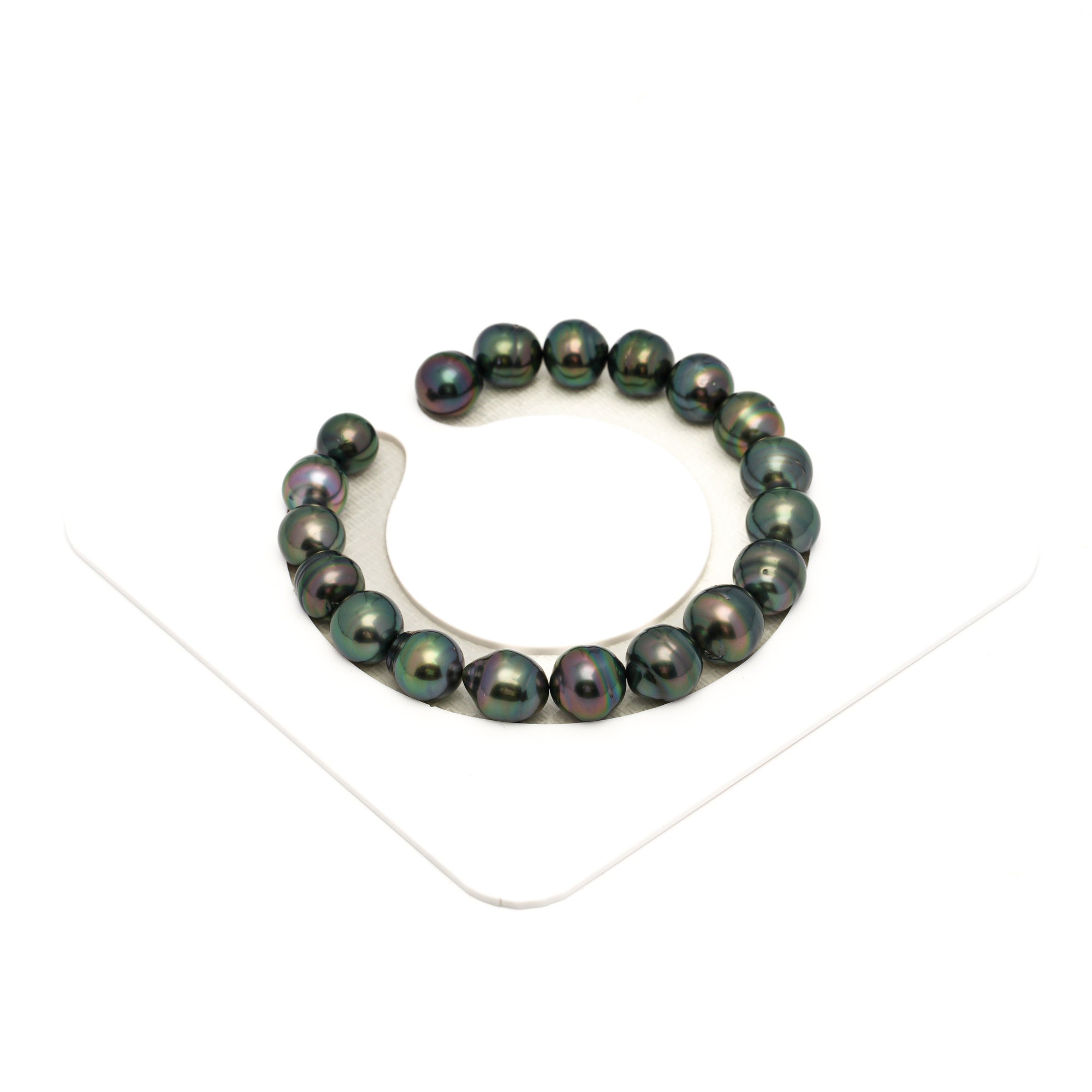 19pcs Green 8-10mm - CL/SB AAA/AA Quality Tahitian Pearl Bracelet BR2356 TH5