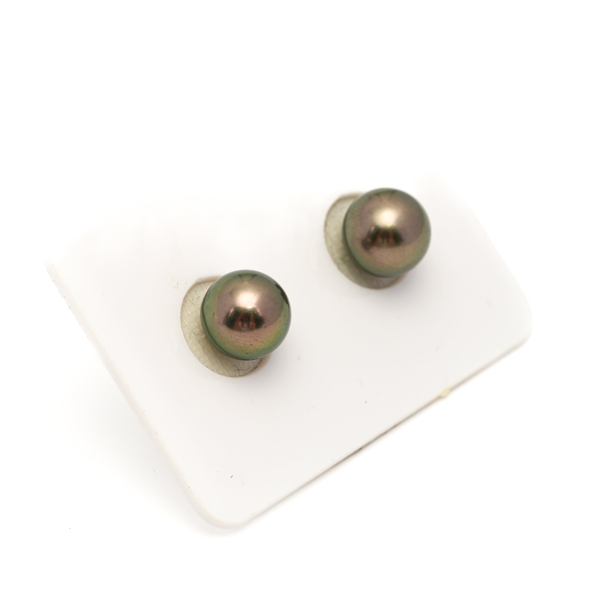 2pcs Olive Green 9-9.2mm - SR AAA Quality Tahitian Pearl Pair ER1837 OR13