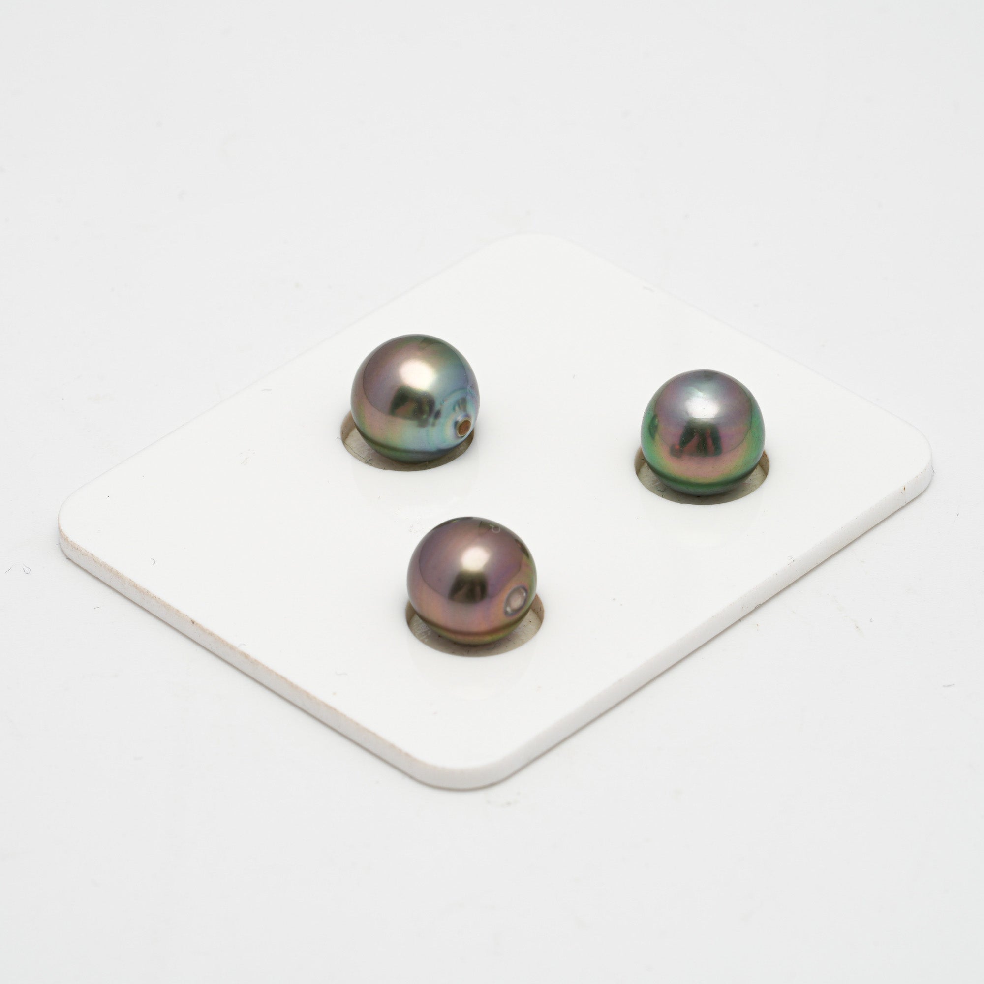 3pcs "High Luster" Multicolor 9.2-9.9mm - SB AAA/AA Quality Tahitian Pearl Trio Set ER1247