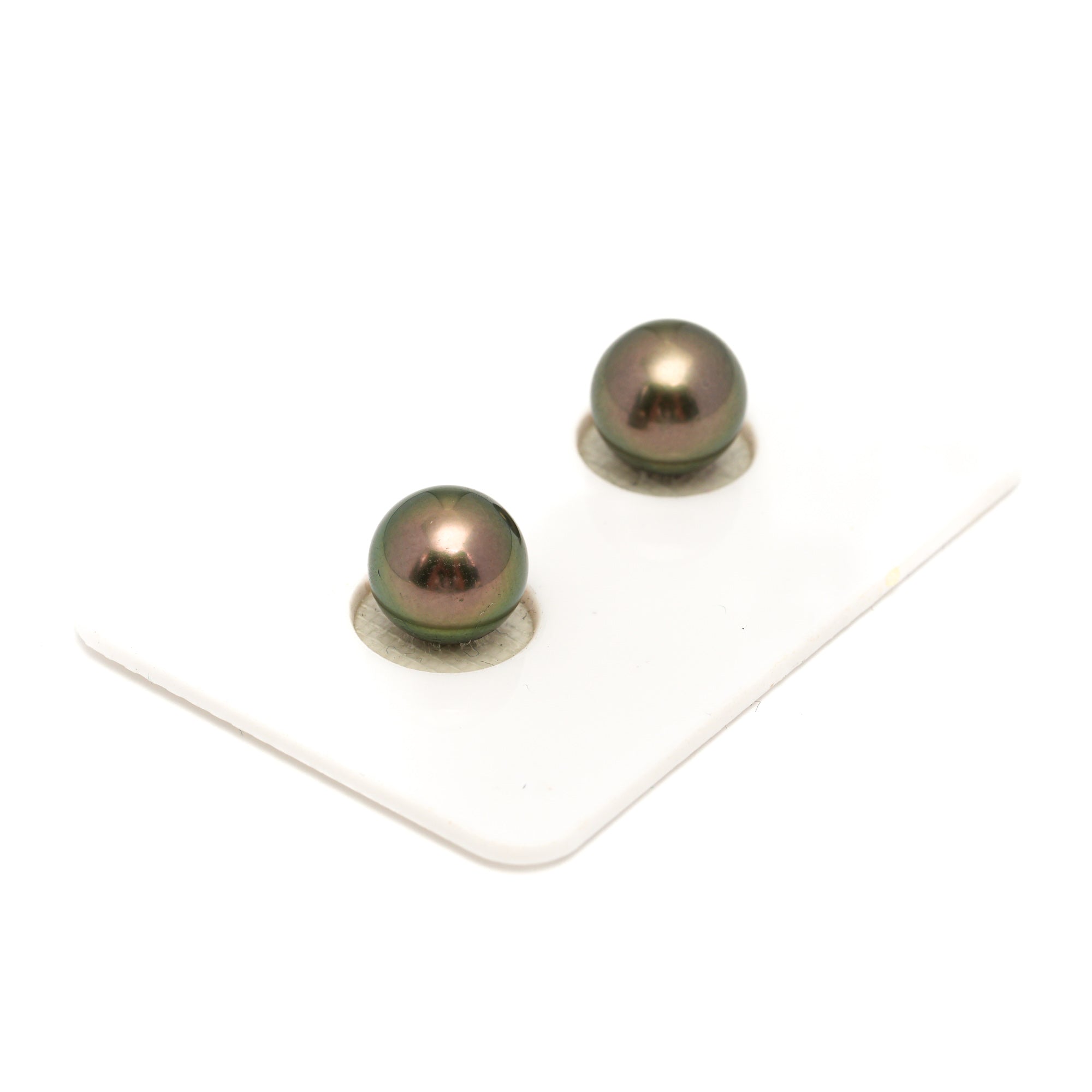 2pcs Olive Green 9-9.2mm - SR AAA Quality Tahitian Pearl Pair ER1837 OR13