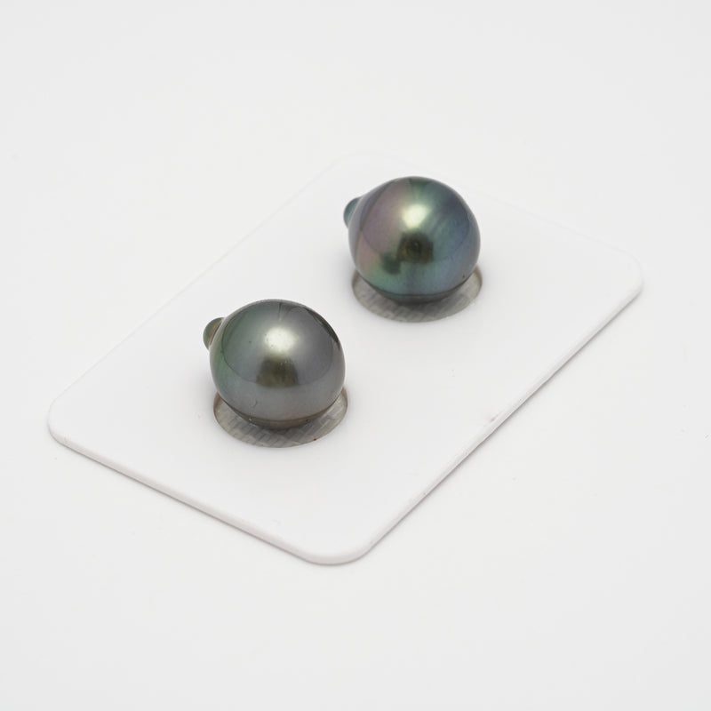 2pcs Green 11.6-11.8mm - SB AAA/AA Quality Tahitian Pearl Pair ER1479 THMIX2.6