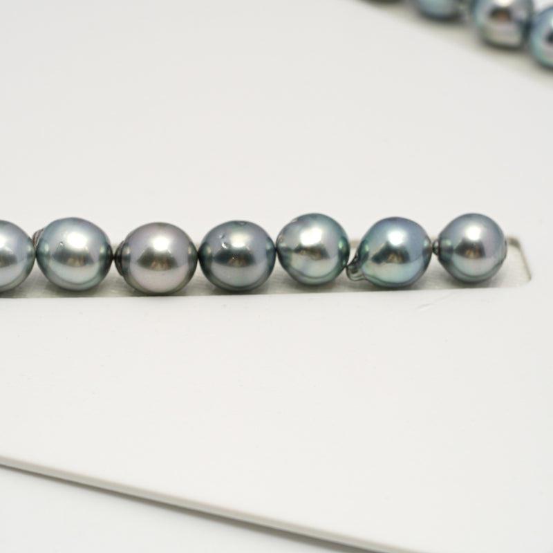 44pcs Light Blue 8-10mm - SB AAA/AA Quality Tahitian Pearl Necklace NL1601 HL3