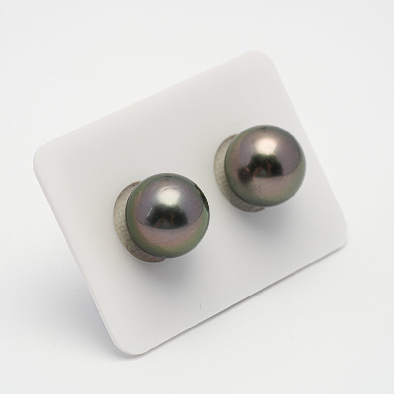 2pcs "High Luster" Peacock 12.4-12.5mm - RSR AAA Quality Tahitian Pearl Pair ER1466