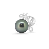 18K Tahitian Pearl Ring with Diamond. Ref 18K512