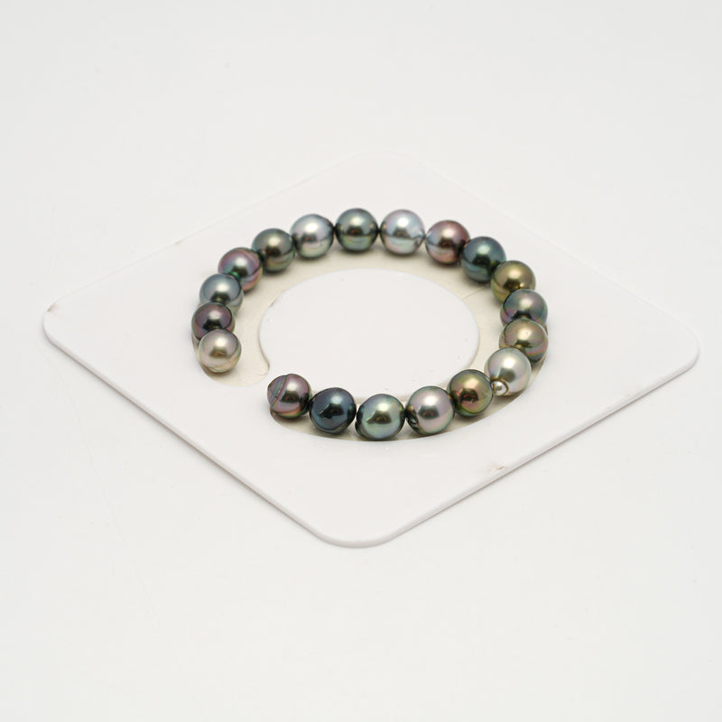 19pcs "High Luster" Multicolor 8-10mm - SB AAA Quality Tahitian Pearl Bracelet BR2187 HL3