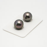 2pcs "High Luster" Peacock 12.4-12.5mm - RSR AAA Quality Tahitian Pearl Pair ER1466