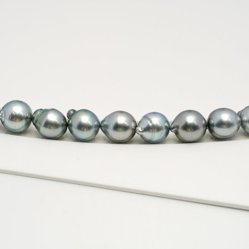 44pcs Light Blue 8-10mm - SB AAA/AA Quality Tahitian Pearl Necklace NL1601 HL3