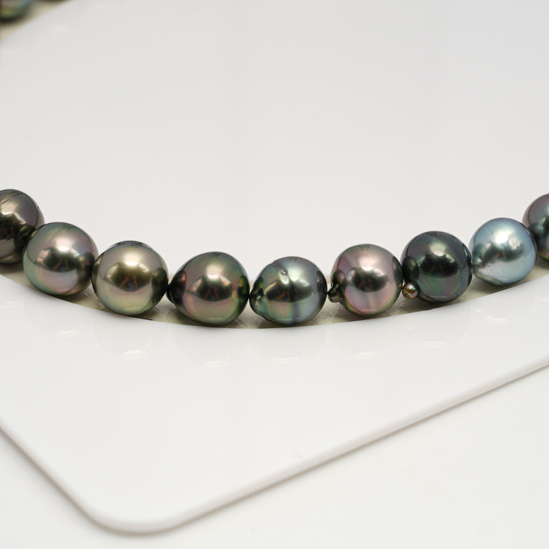 42pcs "High Luster" Green Mix 8-11mm - CL/SB AAA/AA Quality Tahitian Pearl Necklace NL1614 HL3