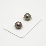 2pcs Green Cherry 9.3-9.6mm - SB/NR AAA Quality Tahitian Pearl Pair ER1602 OR1