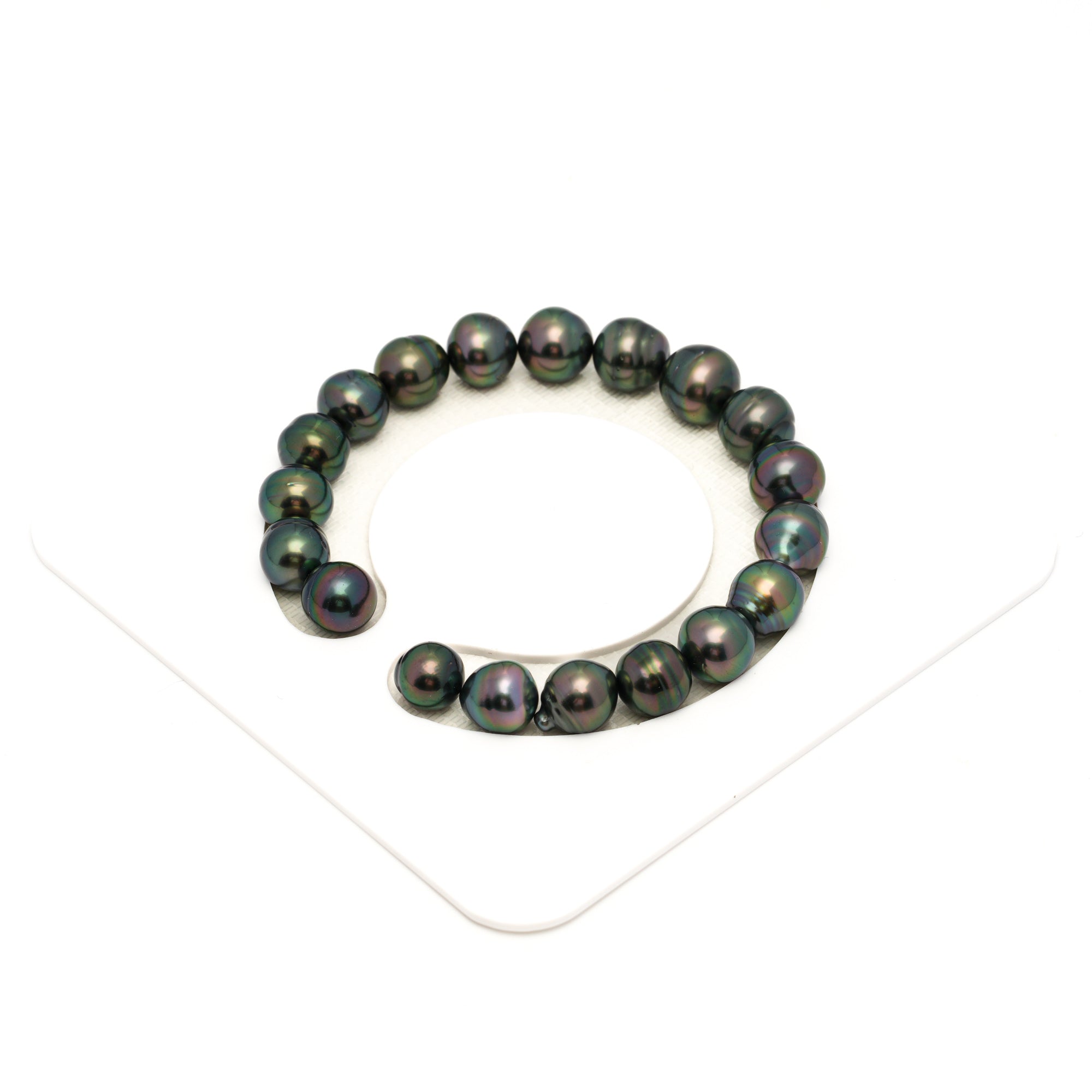 19pcs Green 8-10mm - CL/SB AAA/AA Quality Tahitian Pearl Bracelet BR2356 TH5