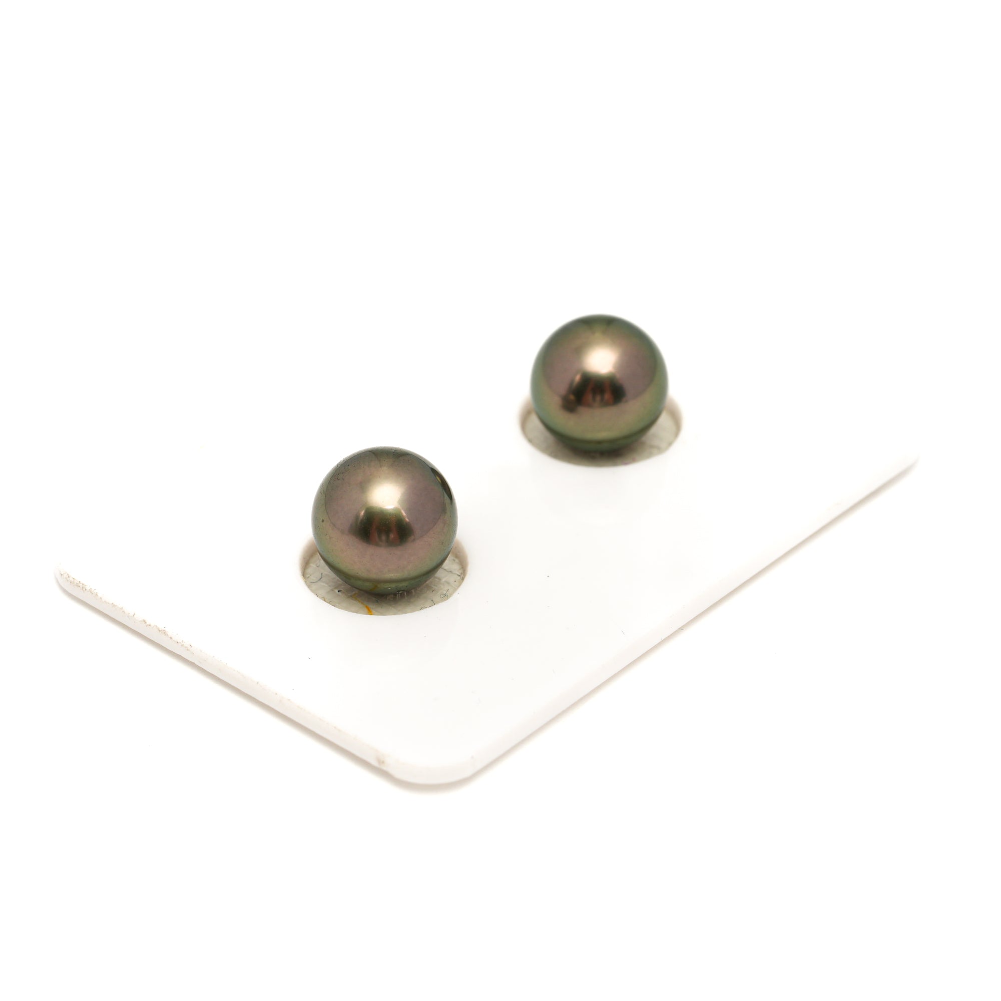 2pcs Olive Green 9-9.2mm - SR AAA Quality Tahitian Pearl Pair ER1837 OR13
