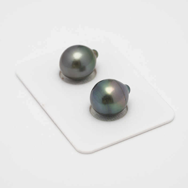 2pcs Green 11.6-11.8mm - SB AAA/AA Quality Tahitian Pearl Pair ER1479 THMIX2.6