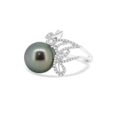 18K Tahitian Pearl Ring with Diamond. Ref 18K512