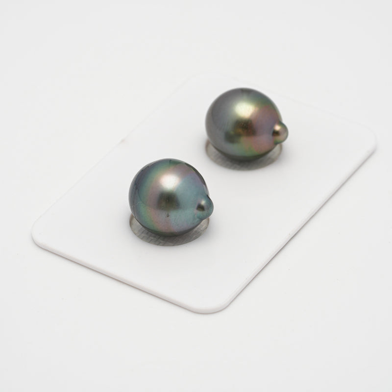 2pcs Green 11.6-11.8mm - SB AAA/AA Quality Tahitian Pearl Pair ER1479 THMIX2.6