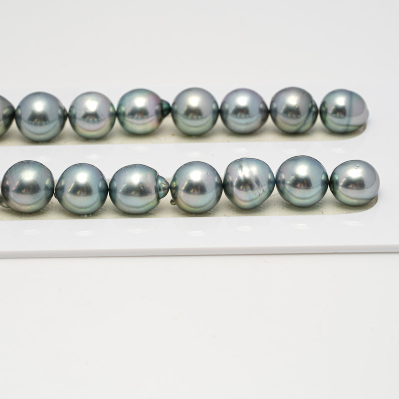 42pcs "High Luster" Light Blue 8-12mm - SB AAA Quality Tahitian Pearl Necklace NL1621 HL3