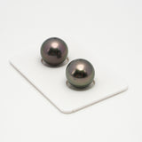 2pcs "High Luster" Peacock 12.4-12.5mm - RSR AAA Quality Tahitian Pearl Pair ER1466