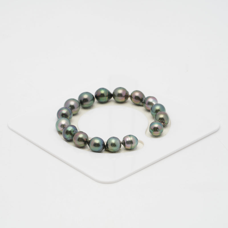 16pcs "High Luster" Peacock 8-10mm - SB AAA Quality Tahitian Pearl Bracelet BR2027 OR7