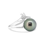 18K Tahitian Pearl Ring with Diamond. Ref 18K512