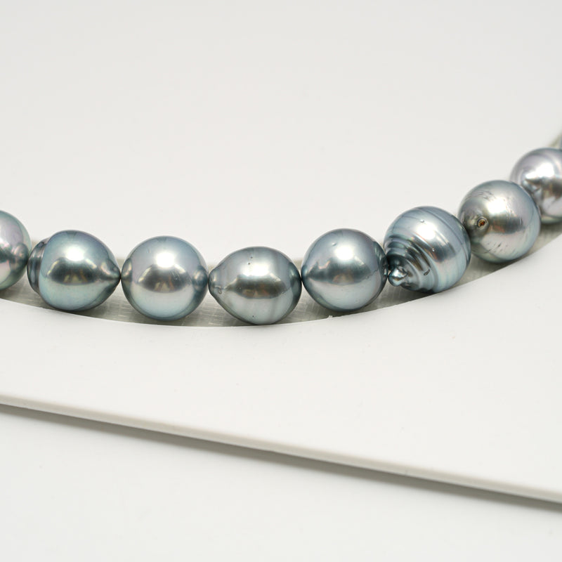 44pcs Light Blue 8-10mm - SB AAA/AA Quality Tahitian Pearl Necklace NL1601 HL3