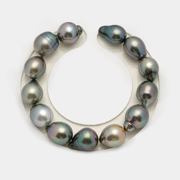 13pcs Green 11-12mm - SB AAA/AA Quality Tahitian Pearl Bracelet BR2168 THMIX3