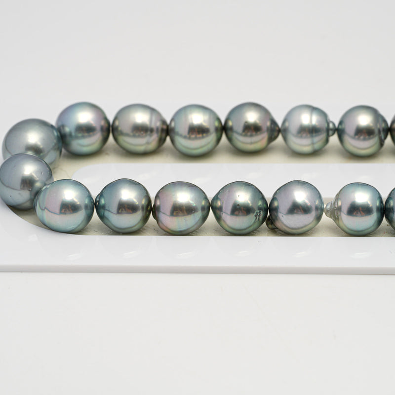 42pcs "High Luster" Light Blue 8-12mm - SB AAA Quality Tahitian Pearl Necklace NL1621 HL3